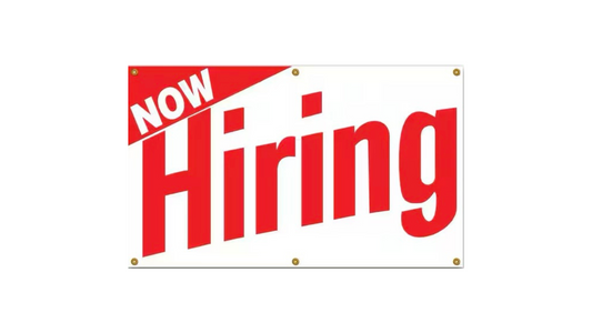 Now Hiring Banner Sign 3ft x 5ft